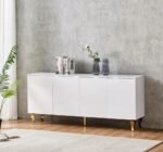 Buffet Baroque Laqué Blanc 4 Portes  180x40x80 cm – Image 3