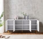 Buffet Baroque Laqué Blanc 4 Portes  180x40x80 cm – Image 2