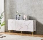 Buffet Baroque Laqué Marbre Blanc 3 Portes  160x40x80 cm – Image 2