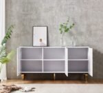 Buffet Baroque Laqué Marbre Blanc 3 Portes  160x40x80 cm – Image 3