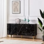 Buffet Baroque Laqué Marbre Noir 3 Portes  160x40x80 cm – Image 2