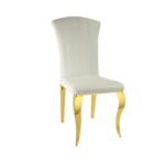 Lot De 6 Chaises Louis Gold Velours Ecru