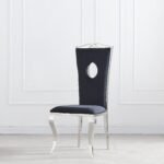 Lot De 4 Chaises Royal Chrome Velours Noir