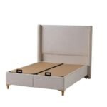 Lit Coffre Venus Côtelé Beige/ Gris 160x200cm