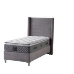 Lit Coffre Venus Côtelé Gris/ Beige/ Taupe  90x190cm