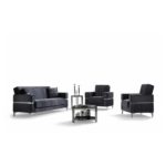 Ensemble Canapé Convertible Gris Foncé Chrome 3+2+1