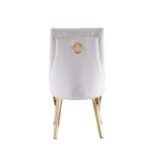Lot De 4 Chaises Anneau Cloute Gold Velours Ecru