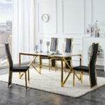 Lot De 6 Chaises Dana Gold Similicuir Noir