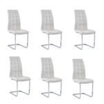 Lot De 6 Chaises Bella En Similicuir Velours Beige – Image 3