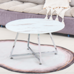 Table Basse Heloise Chrome Marbre Blanc 80x45 Cm