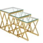 Gueridon Triple Pop En Gold Transparent 45x45x46 cm + 40x40x41 Cm