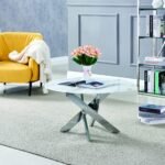 Table Basse Ronde Jessy Chrome Marbre Blanc 80x45 Cm