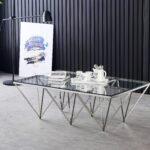 Table Basse Gizeh Rectangle Chrome Transparent 130x70x42 Cm