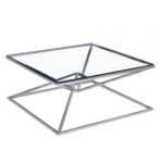 Table Basse Carree Pyramide Chrome 100x100x45 Cm