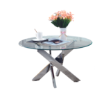 Table Basse Ronde Jessy Chrome Transparent 80x45 Cm