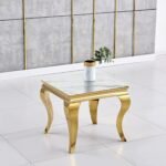 Gueridon Baroque Gold Marbre Blanc 50x50 Cm