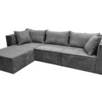 Canape D'angle Universel Modulo 3+1 Velours Côtelé Gris 305x192cm