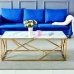 Table Basse Geomag Gold Marbre Blanc 120x60x45 Cm