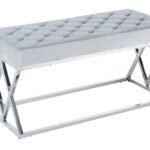 Banquette Triangle Capitonne Chrome Velours Gris 97x44x46 Cm