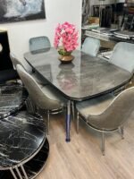 Table de Salle à Manger effet marbre 165x87 cm + 6 chaises MARMARIS – Image 12