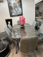 Table de Salle à Manger effet marbre 165x87 cm + 6 chaises MARMARIS – Image 13