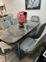 Table de Salle à Manger effet marbre 165x87 cm + 6 chaises MARMARIS – Image 14