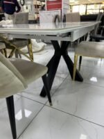 TABLE A MANGER EXTENSIBLE CERAMIQUE MARBRE BLANC – Image 10