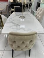 TABLE A MANGER EXTENSIBLE CERAMIQUE MARBRE BLANC – Image 9