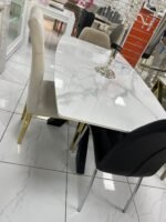 TABLE A MANGER EXTENSIBLE CERAMIQUE MARBRE BLANC – Image 8