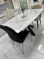 TABLE A MANGER EXTENSIBLE CERAMIQUE MARBRE BLANC – Image 7