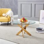 Table Basse Ronde Jessy Gold Transparent 80x45 Cm