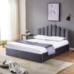 Lit Doha Velours Gris Avec Coffre  160x200 Cm